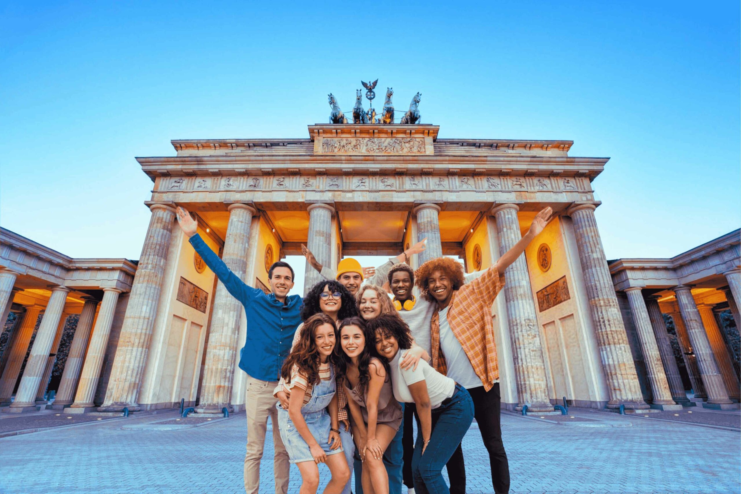 Group of foreigners in front of the Brandenburg Gate